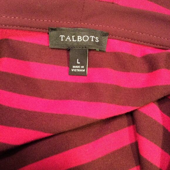 Talbots striped soft knit top with tie next L - Picture 4 of 6
